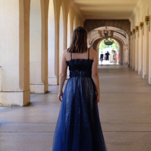 Starry Night Royal Blue Evening Dress (SIZE SMALL) - Picture 4 of 7